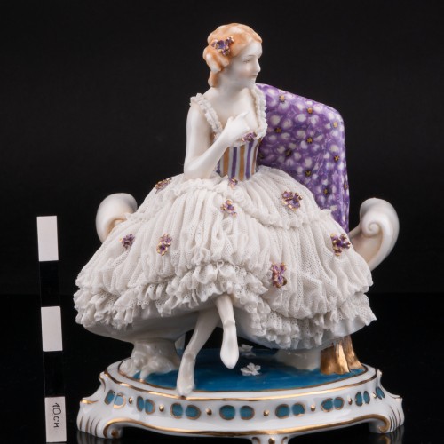 Дама с цветной шалью, кружевная, E. A. Muller, Германия, нач. 20 в