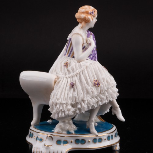 Дама с цветной шалью, кружевная, E. A. Muller, Германия, нач. 20 в