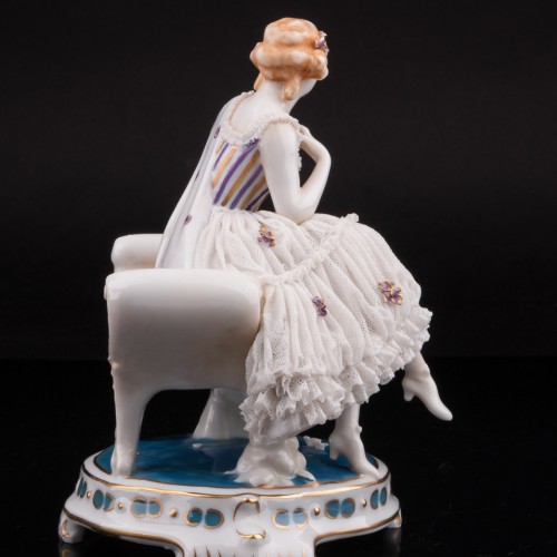 Дама с цветной шалью, кружевная, E. A. Muller, Германия, нач. 20 в