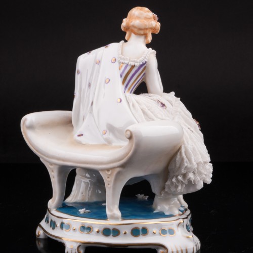 Дама с цветной шалью, кружевная, E. A. Muller, Германия, нач. 20 в