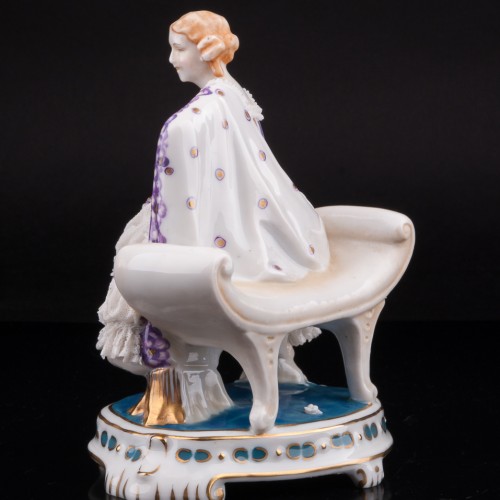 Дама с цветной шалью, кружевная, E. A. Muller, Германия, нач. 20 в