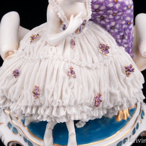 Дама с цветной шалью, кружевная, E. A. Muller, Германия, нач. 20 в