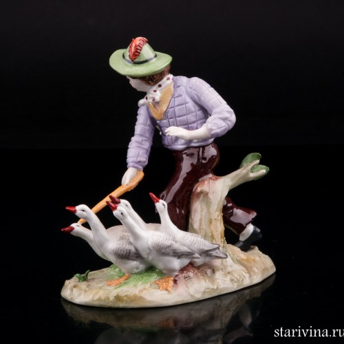 Мальчик с гусями, Sitzendorf, Германия, вт. пол. 20 в