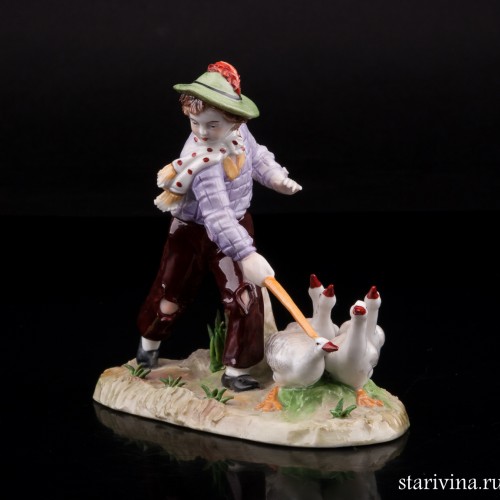 Мальчик с гусями, Sitzendorf, Германия, вт. пол. 20 в