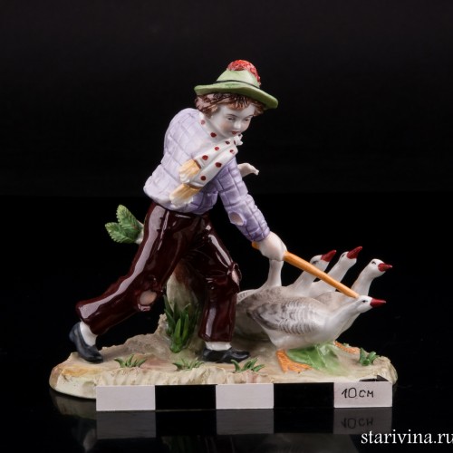 Мальчик с гусями, Sitzendorf, Германия, вт. пол. 20 в