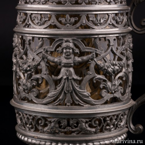 Стеклянная пивная кружка, 1/2 л, Германия, 1887 г