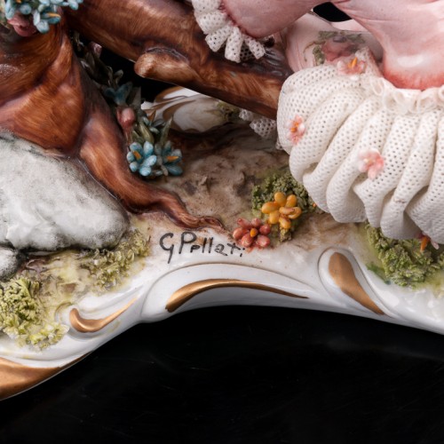 Дети на качелях, кружевная, Capodimonte, Италия, вт. пол. 20 в