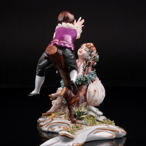 Дети на качелях, кружевная, Capodimonte, Италия, вт. пол. 20 в