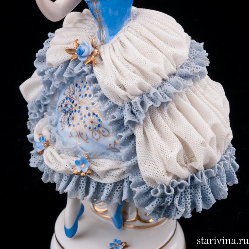 Девушка в голубом платье, кружевная, Muller & Co, Германия, нач. 20 в