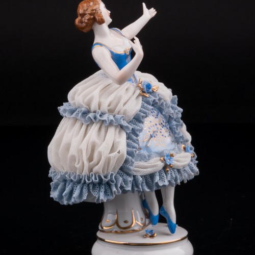 Девушка в голубом платье, кружевная, Muller & Co, Германия, нач. 20 в