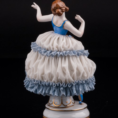 Девушка в голубом платье, кружевная, Muller & Co, Германия, нач. 20 в