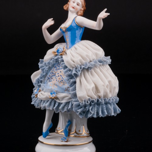 Девушка в голубом платье, кружевная, Muller & Co, Германия, нач. 20 в