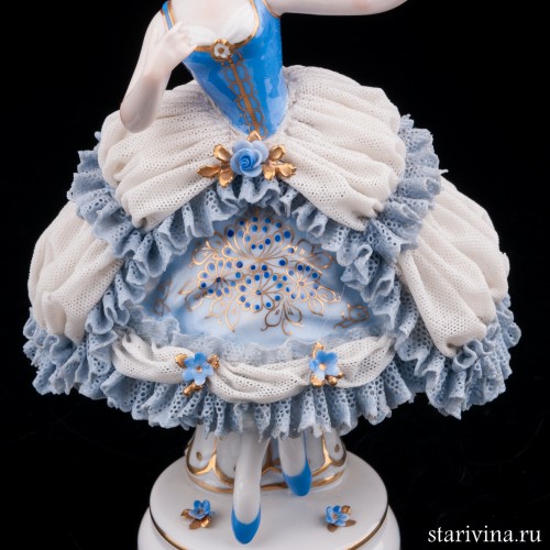 Девушка в голубом платье, кружевная, Muller & Co, Германия, нач. 20 в