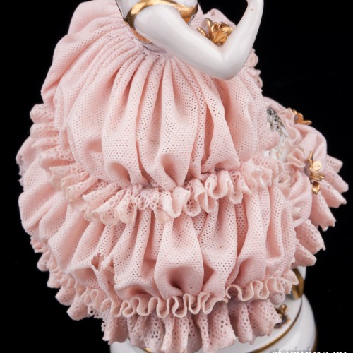 Девушка в розовом платье, кружевная, Muller & Co, Германия, нач. 20 в