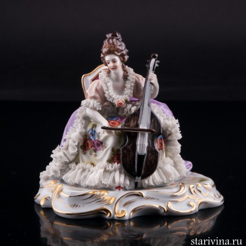 Дама с виолончелью, кружевная, Дрезден, Германия, нач. 20 в