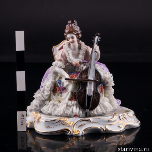 Дама с виолончелью, кружевная, Дрезден, Германия, нач. 20 в