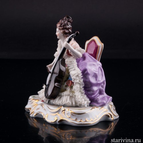 Дама с виолончелью, кружевная, Дрезден, Германия, нач. 20 в