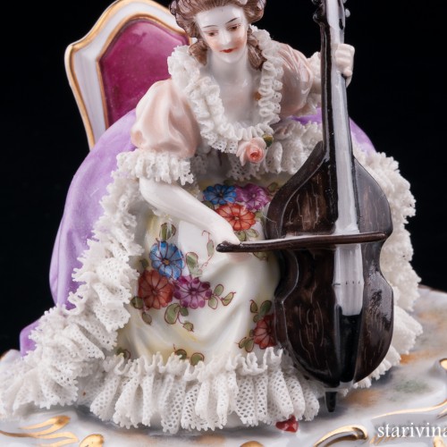 Дама с виолончелью, кружевная, Дрезден, Германия, нач. 20 в