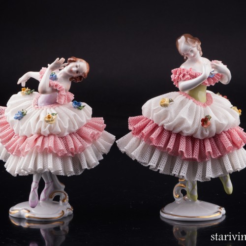 Танцовщица в розовом платье, кружевная, Volkstedt, Германия, вт. пол. 20 в