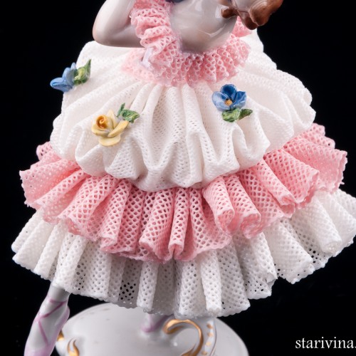 Танцовщица в розовом платье, кружевная, Volkstedt, Германия, вт. пол. 20 в