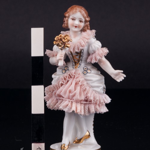 Девочка с цветком, кружевная, миниатюра, Muller & Co, Германия, пер. пол. 20 в