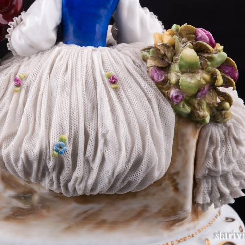 Пара с овечками, кружевная, E. A. Muller, Германия, нач. 20 в