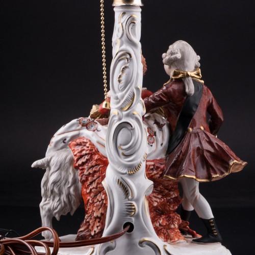 Композиция из фарфора Пара с козлом, лампа, Дрезден, Германия, 1960 гг.