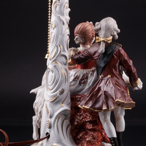 Композиция из фарфора Пара с козлом, лампа, Дрезден, Германия, 1960 гг.