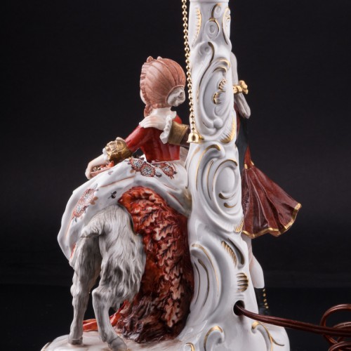 Композиция из фарфора Пара с козлом, лампа, Дрезден, Германия, 1960 гг.