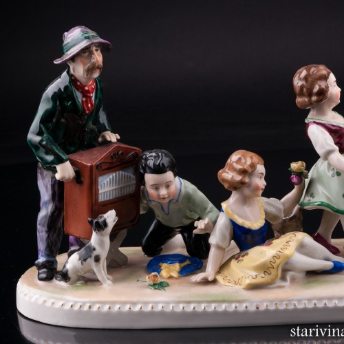 Дети и шарманщик, Unterweissbach, Германия, нач. 20 в