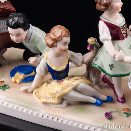 Дети и шарманщик, Unterweissbach, Германия, нач. 20 в