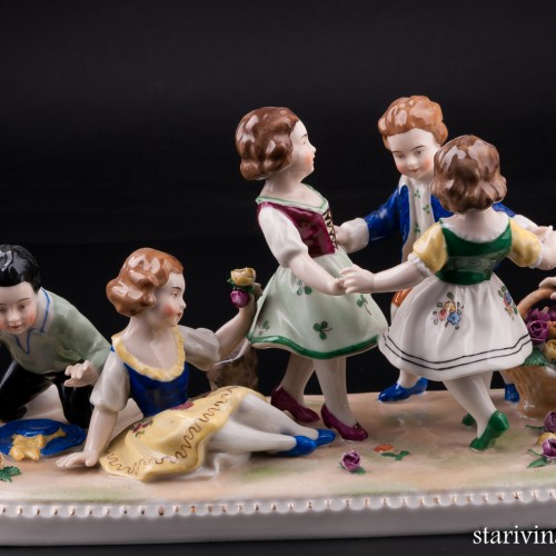 Дети и шарманщик, Unterweissbach, Германия, нач. 20 в