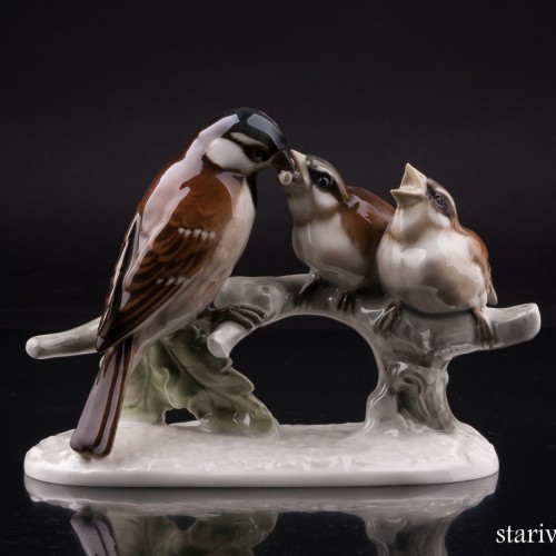 Воробьи на ветке, Hutschenreuther, Германия, 1950-60 гг