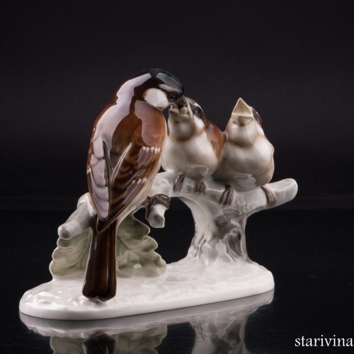 Воробьи на ветке, Hutschenreuther, Германия, 1950-60 гг
