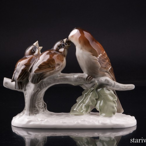 Воробьи на ветке, Hutschenreuther, Германия, 1950-60 гг