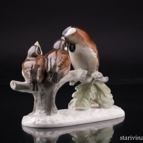 Воробьи на ветке, Hutschenreuther, Германия, 1950-60 гг