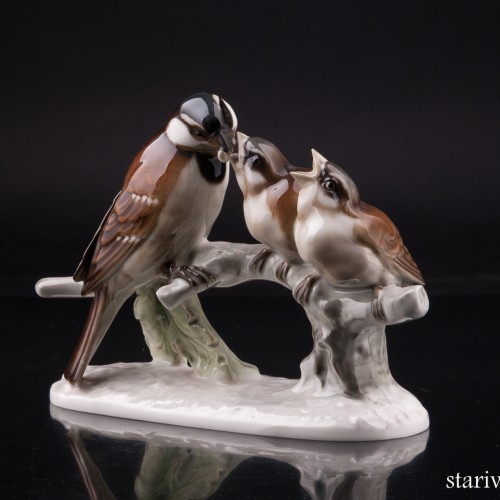 Воробьи на ветке, Hutschenreuther, Германия, 1950-60 гг