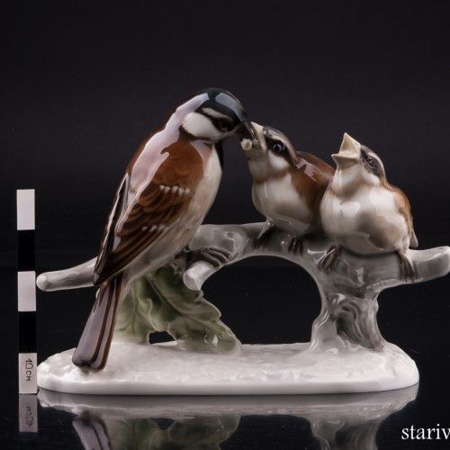 Воробьи на ветке, Hutschenreuther, Германия, 1950-60 гг