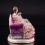 Дама с веером и букетом цветов на диване, кружевная, Muller & Co, Германия, нач. 20 в