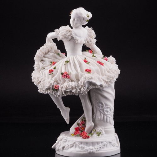 Неаполитанский танец, танцовщица с бубном, кружевная, Sitzendorf, Германия, пер. пол. 20 в