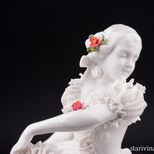 Неаполитанский танец, танцовщица с бубном, кружевная, Sitzendorf, Германия, пер. пол. 20 в