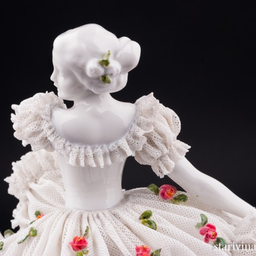 Неаполитанский танец, танцовщица с бубном, кружевная, Sitzendorf, Германия, пер. пол. 20 в