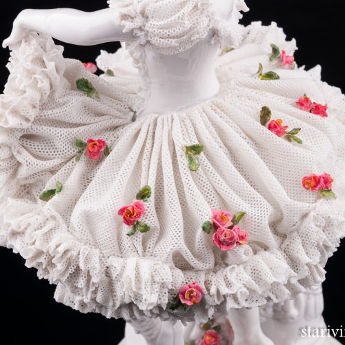 Неаполитанский танец, танцовщица с бубном, кружевная, Sitzendorf, Германия, пер. пол. 20 в