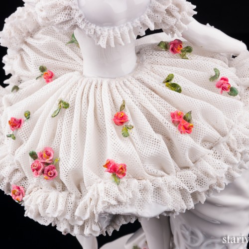 Неаполитанский танец, танцовщица с бубном, кружевная, Sitzendorf, Германия, пер. пол. 20 в