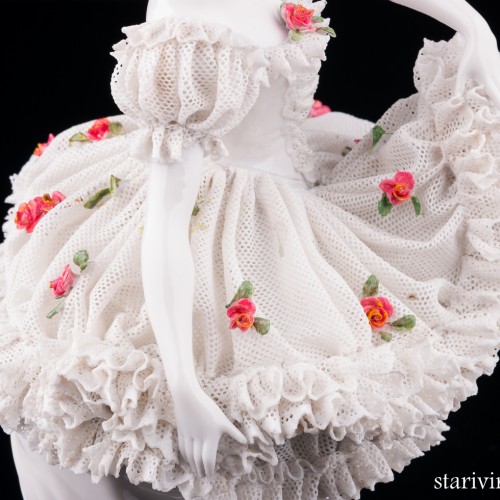 Неаполитанский танец, танцовщица с бубном, кружевная, Sitzendorf, Германия, пер. пол. 20 в