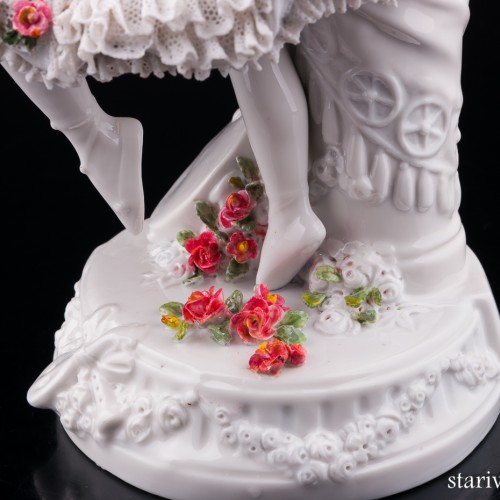 Неаполитанский танец, танцовщица с бубном, кружевная, Sitzendorf, Германия, пер. пол. 20 в