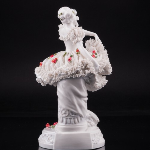 Неаполитанский танец, танцовщица с бубном, кружевная, Sitzendorf, Германия, пер. пол. 20 в