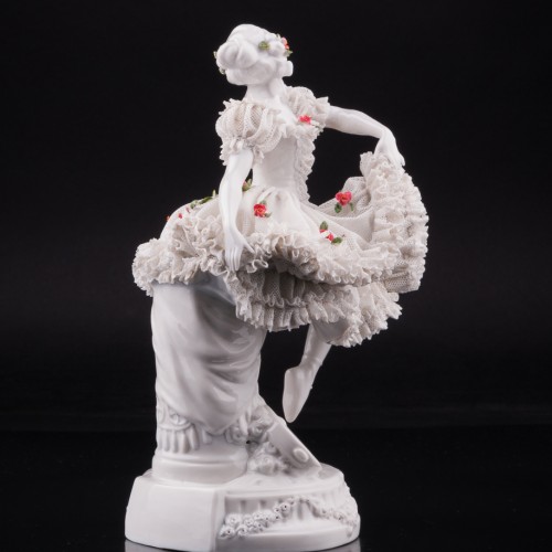 Неаполитанский танец, танцовщица с бубном, кружевная, Sitzendorf, Германия, пер. пол. 20 в