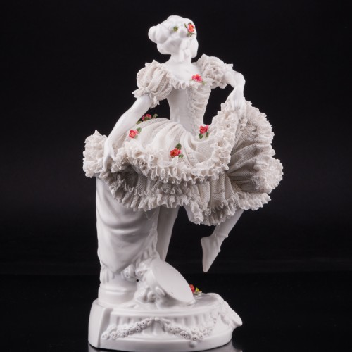 Неаполитанский танец, танцовщица с бубном, кружевная, Sitzendorf, Германия, пер. пол. 20 в