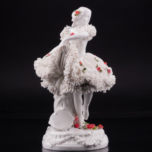 Неаполитанский танец, танцовщица с бубном, кружевная, Sitzendorf, Германия, пер. пол. 20 в